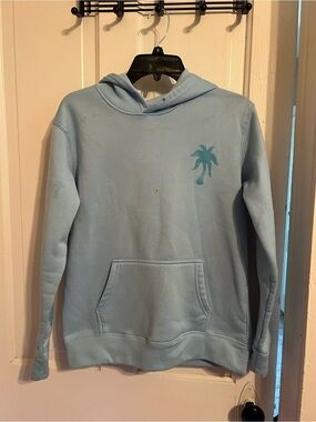 Light Blue Palm Graphic Hoodie Sweatshirt - Men